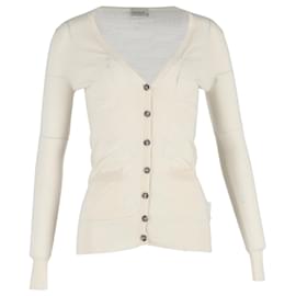 Moncler Knopf-Cardigan aus cremefarbener Wolle
