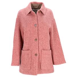 Abrigo peacoat de un solo botón con bolsillos en lana rosa de Acne Studios