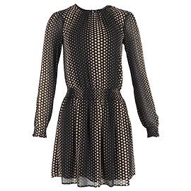 Abito in georgette a pois con vita arricciata Aralia di Michael Michael Kors in poliestere nero