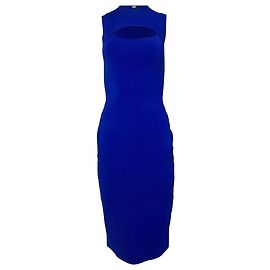 VB Body Cutout Stretch-Strick-Midi-Kleid von Victoria Beckham aus blauer Viskose