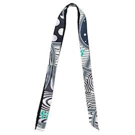 Bufanda Twilly Hermès Twillon Jeu De Soie Gris Negro en Seda Multicolor