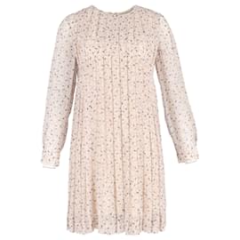 Vestido plisado impreso hasta la rodilla Chloé en poliéster rosa pastel