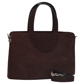 Bulgari Borsa a mano BVLGARI in suede 2 in 1 marrone argento autentica bs22466