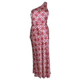 Autre Marque Saloni, Midikleid aus bedrucktem Seidensatin mit einem Schulterträger