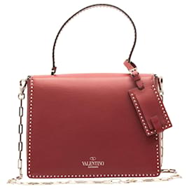 Sac à épaule en cuir rouge avec clous - Valentino Garavani