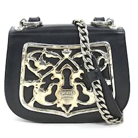 Borsa a spalla in pelle nera Prada