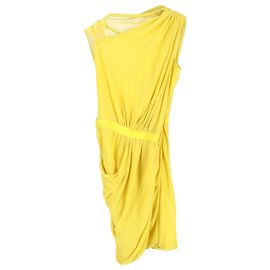 Vestido midi drapeado Giambattista Valli en viscosa amarilla