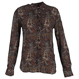 Camicia stampata Paisley Saint Laurent in viscosa marrone