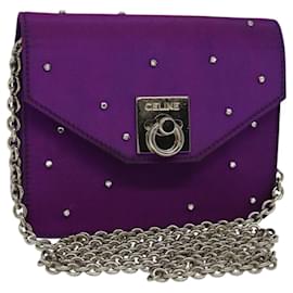 Céline Borsa a spalla a catena CELINE in nylon viola Auth BA204