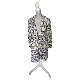 La Fée Maraboutée Jacquard Mantel Blumen Blau Beige
