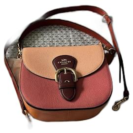 Braun Rosa Mehrfarbig Orange Bordeaux Handtasche mit goldenem Schmuck - Coach