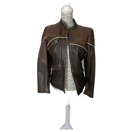 Autre Marque Norton Motorradjacke aus Leder für Damen Braun