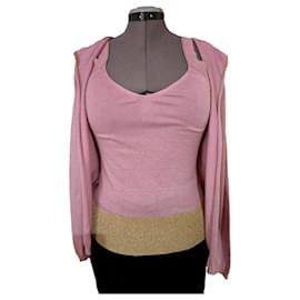 Valentino Top und Weste aus Seide Kaschmir und Baumwolle Rosa Gold