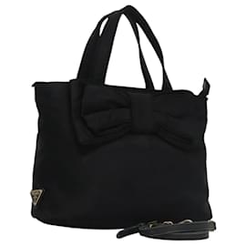 PRADA Borsa a mano in nylon 2 vie nera Auth BA009