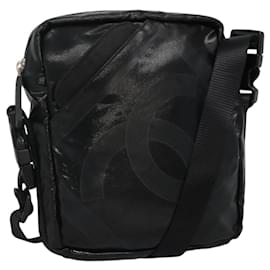 Borsa a spalla CHANEL Sports COCO Mark in tela rivestita nera CC Auth BA202