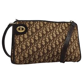Borsa a spalla in tela Trotter Christian Dior marrone Auth ep7344