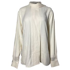 Blusa de manga longa com gola de lenço Victoria Beckham em acetato creme