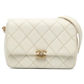 Chanel Bianco Piccolo Caviar Trapuntato Catena Melody Flap