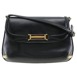 Borsa a spalla in pelle di vitello nera Gucci Sherry Line