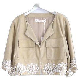 Valentino 2005 Wildlederjacke mit Perlmuttverzierung