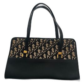 Borsa Christian Dior Trotter Pattern in Tela e Pelle – Nero & Beige