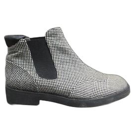 Botines Robert Clergerie Gris Cuero y Tweed