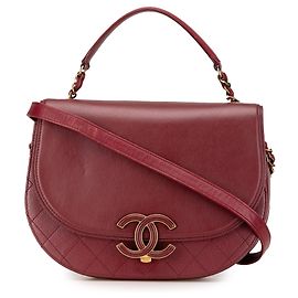 Chanel Rosso Medio Pelle di Vitello Coco Curva Flap