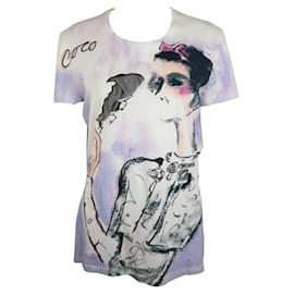 T-shirt stampato con il logo Chanel Coco Chanel - Usato