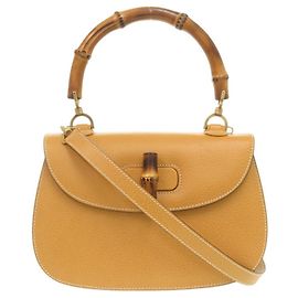Borsa in pelle Gucci Bamboo gialla
