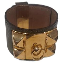 Hermès Collier de Chien bracelet green lizard leather size M
