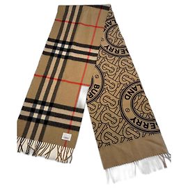 Écharpe Burberry Check en Cachemire Noir Rouge Beige Sable
