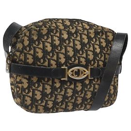Borsa a spalla in tela Trotter Christian Dior nera Auth 115917