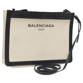 Borsa a Spalla BALENCIAGA in Tela e Pelle Bianca e Nera 339937 Auth bs21563