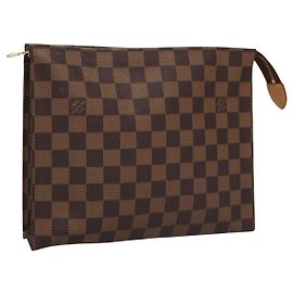 LOUIS VUITTON Poche Toilette 26 Damier Ebene N47543 LV Auth 113430