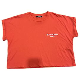 Balmain Camiseta corta bordada con logo