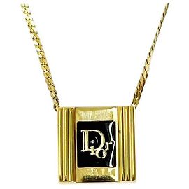 Collana vintage oro e nero con logo CD di Christian Dior