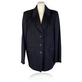 Autre Marque Blazer vintage nero in lana a un bottone Loredana Del Monte 52 IT