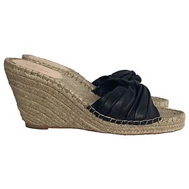 Sandalias de cuña espadrille Loeffler Randall en cuero negro