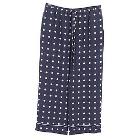 Calças de pijama cropped com estampa de bolinhas Valentino Garavani em seda azul marinho