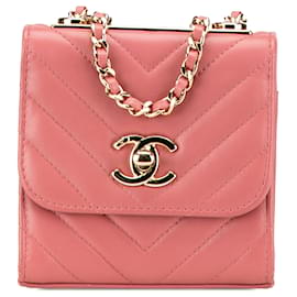 Chanel Pink Mini Chevron Lambskin Trendy CC Chain Wallet