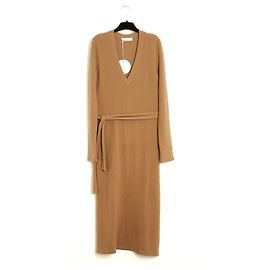 Chloé 2015 Kleid FR38 Maxi Kamel Wolle Strickkleid und Gürtel UK10 US8 Neu Chloe