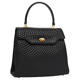 Borsa a mano BALLY in pelle nera e oro Auth BD031 - Bally