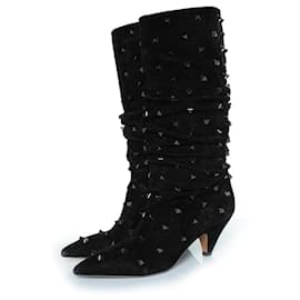 Stivali in suede rockstud stropicciati Valentino Garavani
