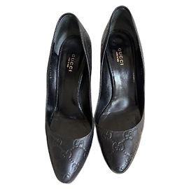 Gucci Pumps aus schwarzem Kalbsleder Monogramm 85mm Absatz