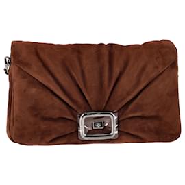 Borsa Grande Viv Choc Roger Vivier in Camoscio Marrone
