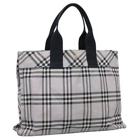Borsa a mano Burberry Nova Check Blue Label in nylon viola argento autentica hs1699