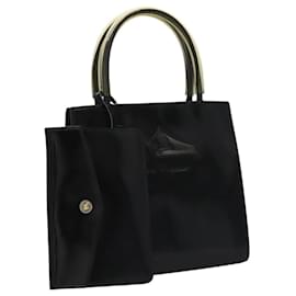 Borsa a mano in pelle nera Salvatore Ferragamo Auth BD145