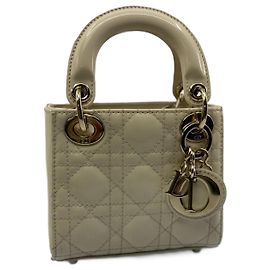 Micro Lady Dior in Pelle Verniciata Beige - Christian Dior