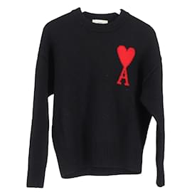 Ami De Coeur Rundhalspullover aus schwarzer Wolle