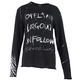 T-shirt a maniche lunghe con stampa grafica Balmain in cotone nero